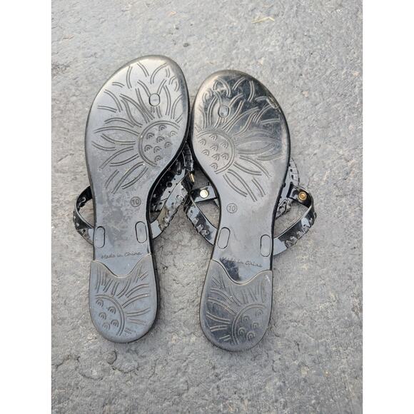 Jack Rogers Women's Collins Jelly Black Thong Medallion Sandal Sz 10 Minimalist - Picture 5 of 5